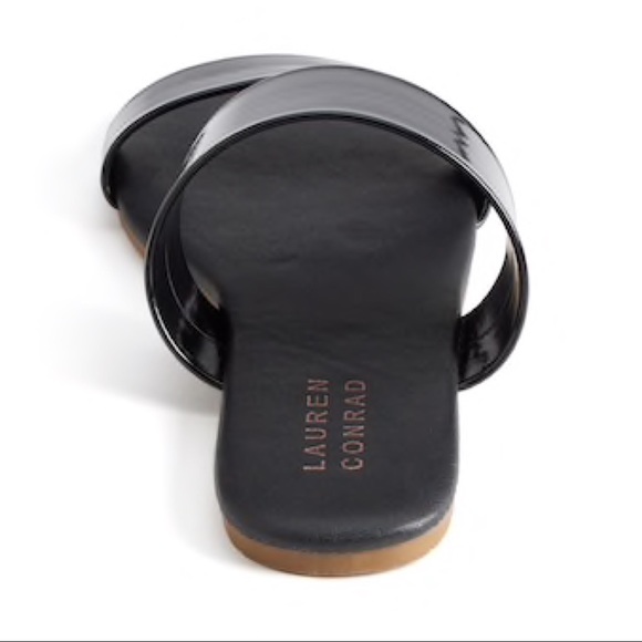 LC Lauren Conrad Black Double Strap Slip On Sandal - Picture 2 of 5